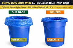 Heavy-Duty Blue Trash Bags – 50–55 Gallon, 1.3 Mil, 75 Count