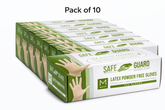 SAFEGUARD Latex Gloves, Powder Free and Food Grade Gloves, 100Count, Pack of 10