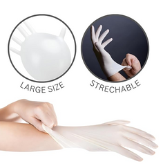 SAFEGUARD Latex Gloves, Powder Free and Food Grade Gloves, 100Count, Pack of 10