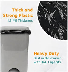 Heavy-Duty Black Trash Bags – 13–16 Gallon, 1.5 Mil, 250 Count