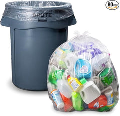 Heavy-Duty Clear Trash Bags – 55 Gallon, 2 Mil, 80 Count