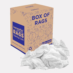 Premium White T-Shirt Cleaning Rags (25 lbs. Box) – White Cotton Rag for Cleaning, Staining, Painting, Oil, Grease & Dust Removal – Shop Rags Bulk for Multipurpose use