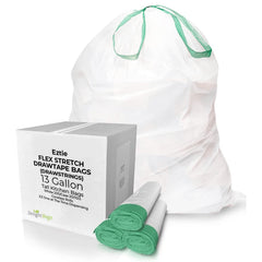 13GAL DRAWSTRING KITCHEN BAGS, WHITE COLOR 200/CS