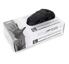 Safeguard, Nitrile Disposable Gloves, Powder Free, Industrial Grade Gloves, Latex Free, Dispenser Pack,Black, 100 Pc, PACK OF 10