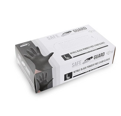 Safeguard, Nitrile Disposable Gloves, Powder Free, Industrial Grade Gloves, Latex Free, Dispenser Pack,Black, 100 Pc, PACK OF 10