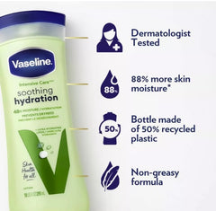 Vaseline Soothing Hydration 6-Pack – Intensive Care Moisturizing Hand and Body Lotion with Aloe, 400 ML