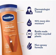 Vaseline Cocoa Radiant 6-Pack – Intensive Care Moisturizing Hand and Body Lotion , Pure Cocoa Butter 400 ml