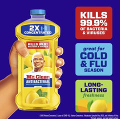 (6 pack) Mr. Clean All Purpose Cleaner, Floor Cleaner for Mopping, Cleaning Liquid, Lemon, Anti-Bacterial, 41 fl oz