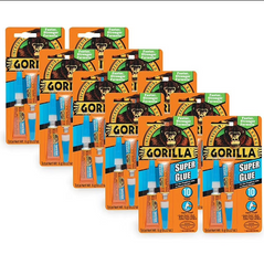 Gorilla Super Glue, Two 3 Gram Tubes, Clear, 10 Pack