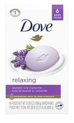 Dove Relaxing Bar Soap, Lavender Oil & Chamomile, 3.75 OZ, 6 CT